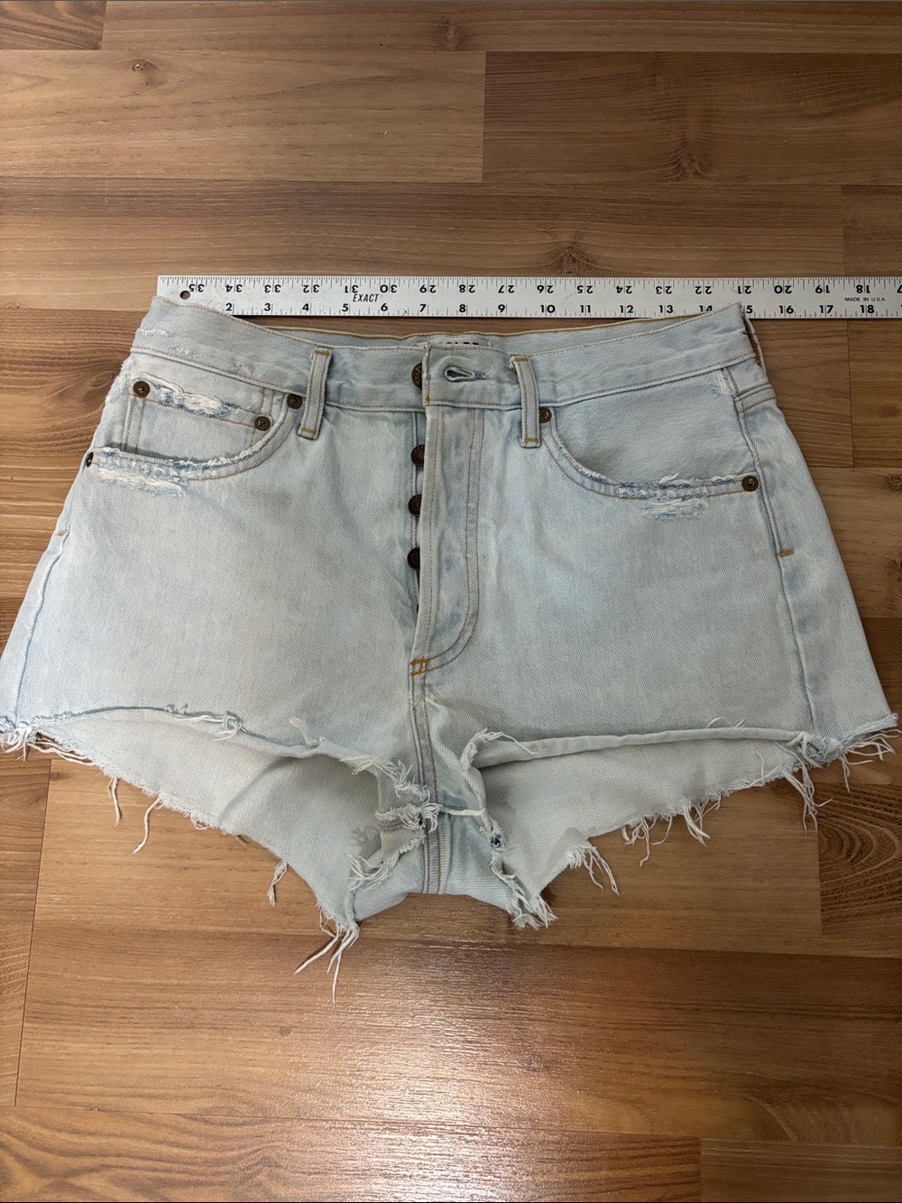 🔥 AGOLDE Parker High-Rise Distressed Denim Cut-Off Shorts - Light Wash (Size 27)